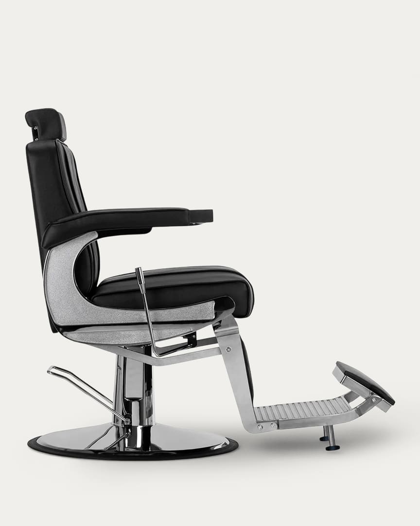 Sillón barbero negro y cromado BM88066 Hair System