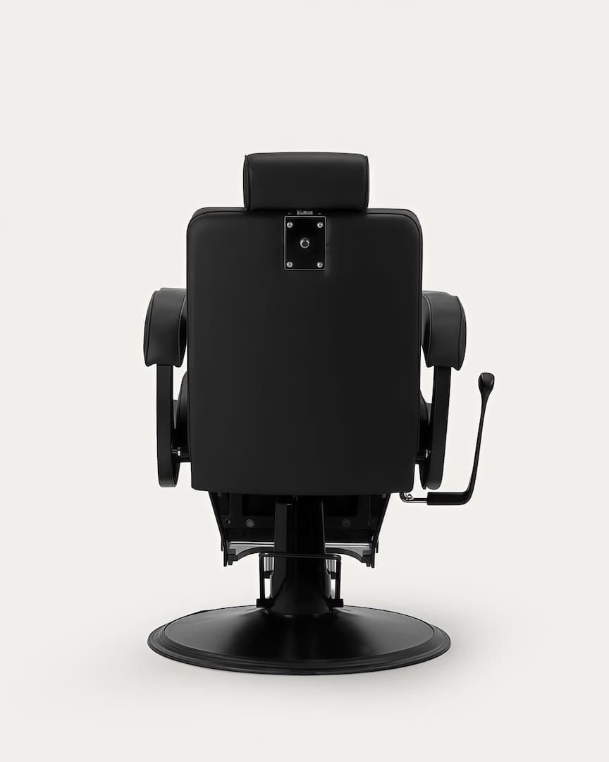 Sillón de barbería con tapicería negra Continental Gabbiano