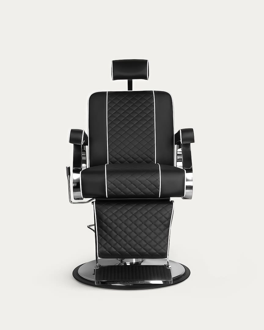 Sillón barbería negro peluquero negro rombos Paulo Gabbiano