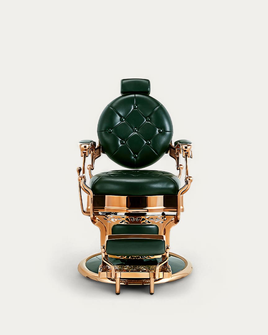 Sillón barbería verde y dorado Kirk GRS de Mirplay