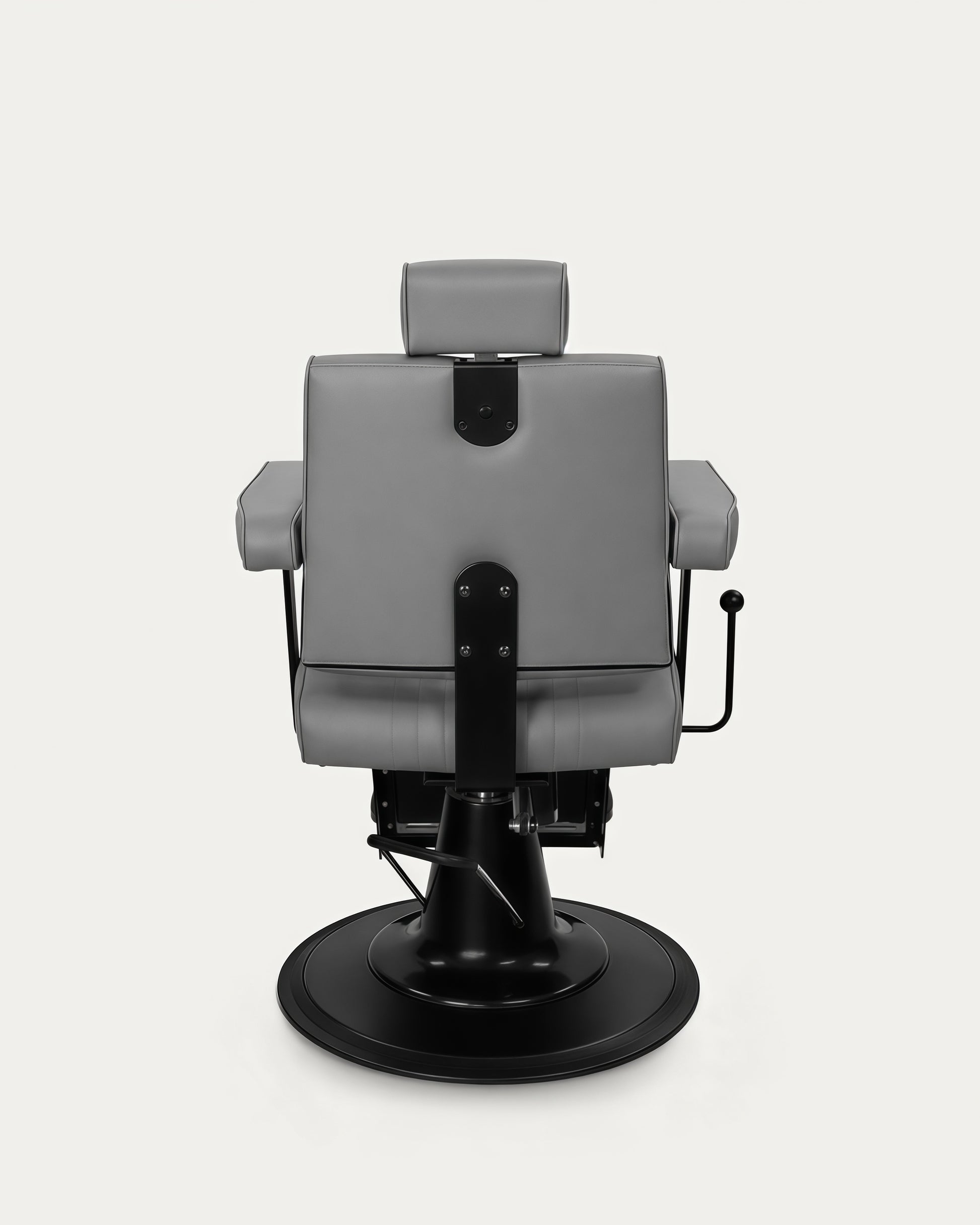 Sillón de barbero antiguo gris negro Lupo vista posterior