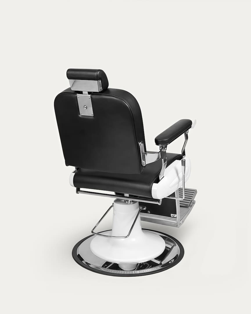 Sillón de barbero antiguo negro acabados blancos Fito