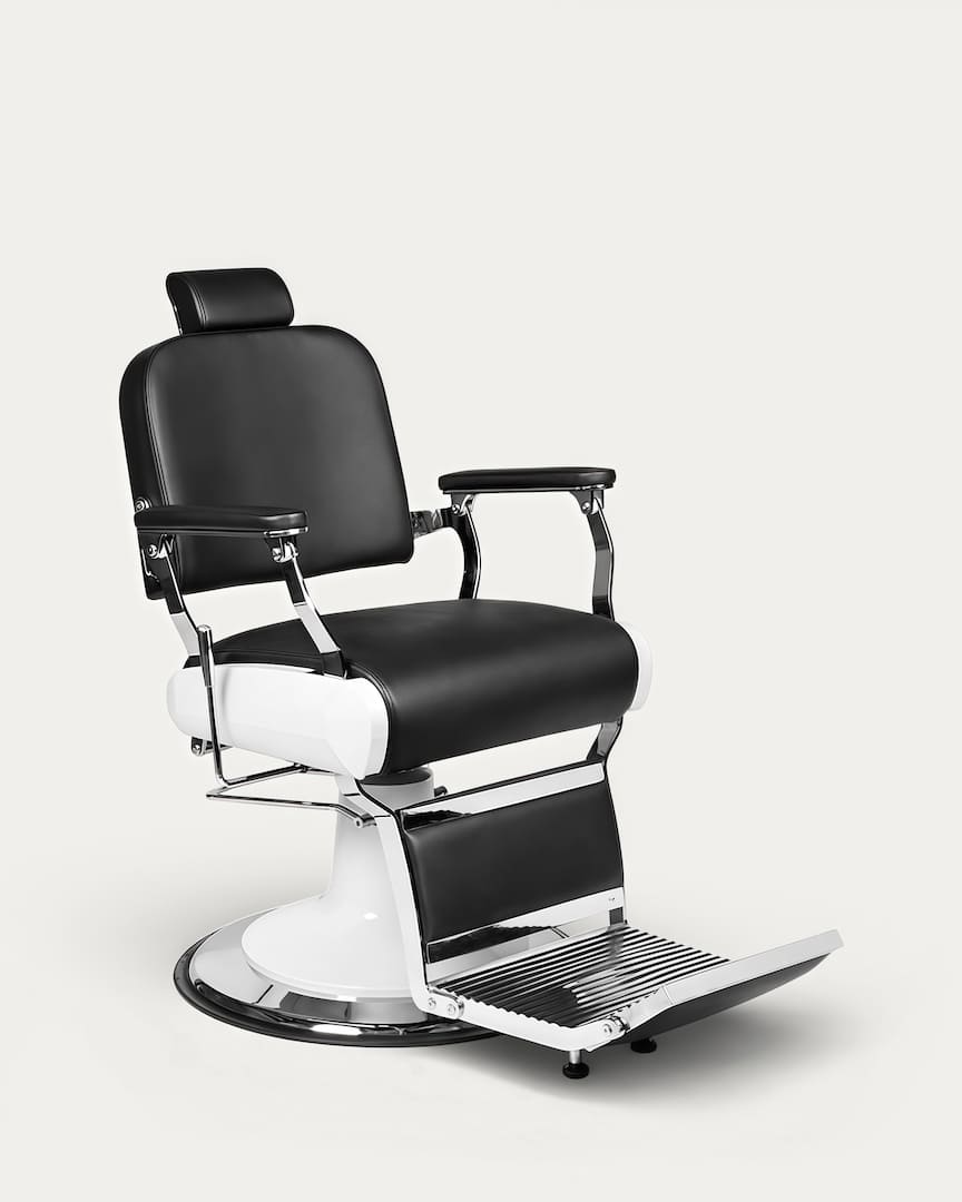 Sillón de barbero antiguo negro y blanco Fito