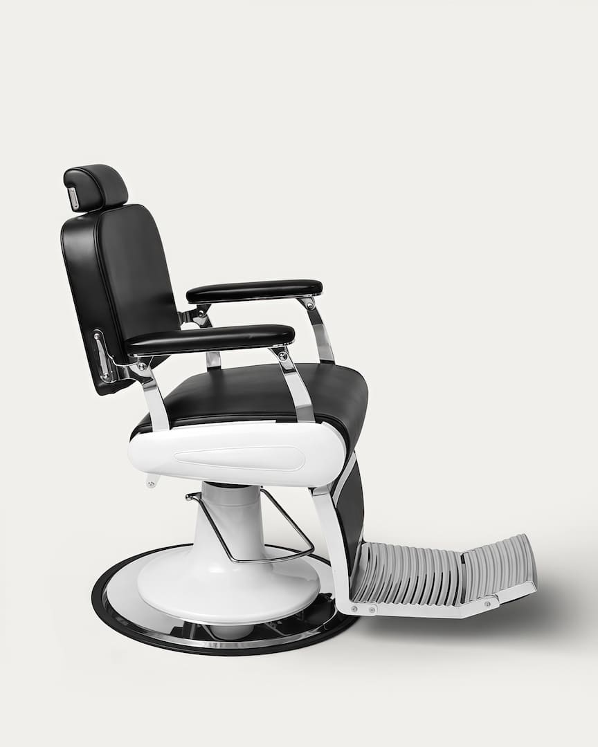 Sillón de barbero antiguo negro y cromado Fito