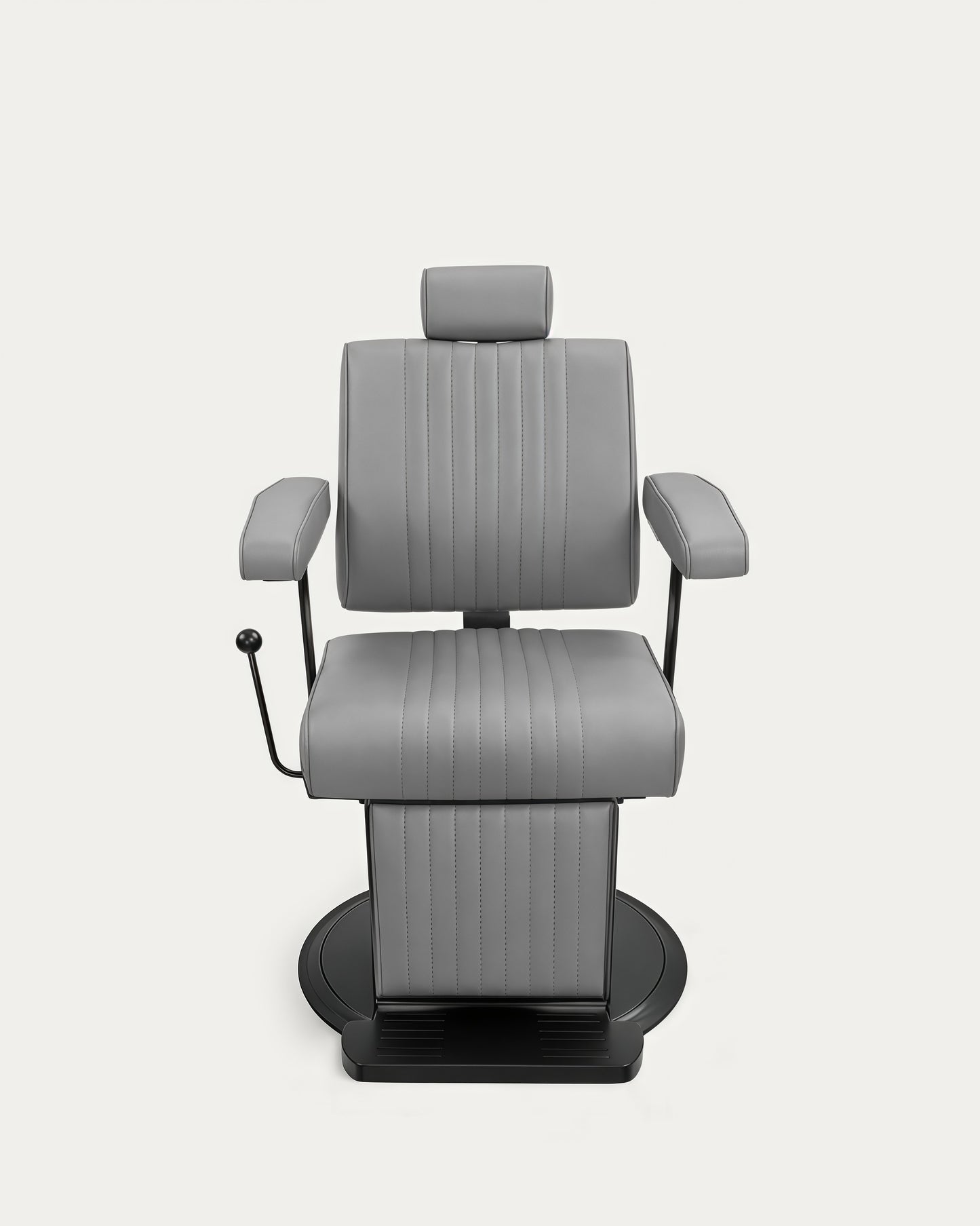 Sillón de barbero antiguo con tapicería gris negro Lupo