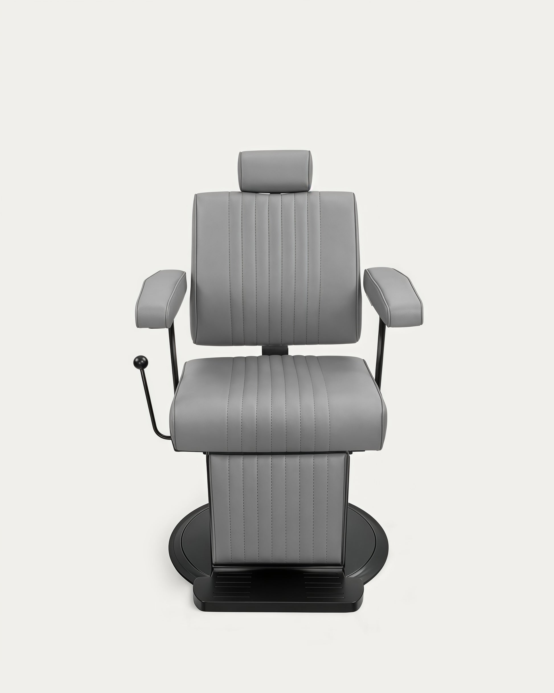 Sillón de barbero antiguo con tapicería gris negro Lupo