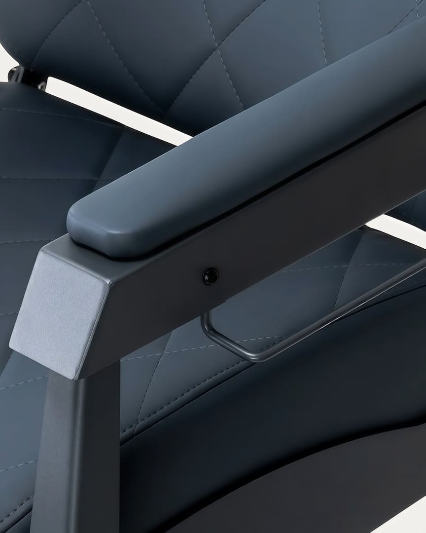 Sillón de barbero azul con base grafito Bruno Gabbiano reposapiés