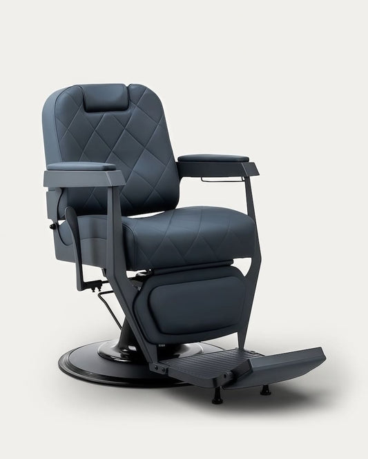 Sillón de barbero azul con base grafito Bruno Gabbiano