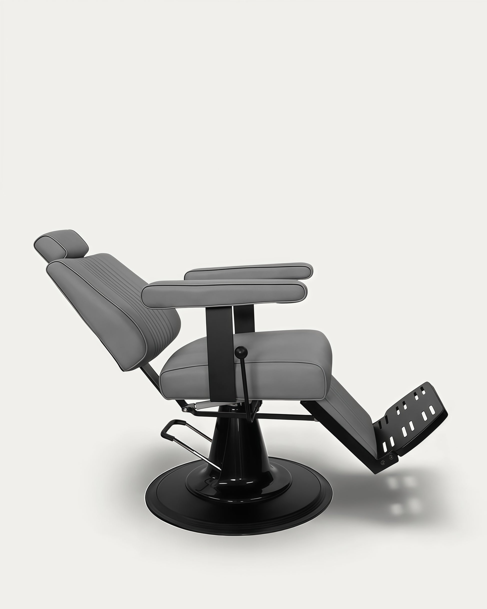 Sillón de barbero antiguo gris y base negra Lupo