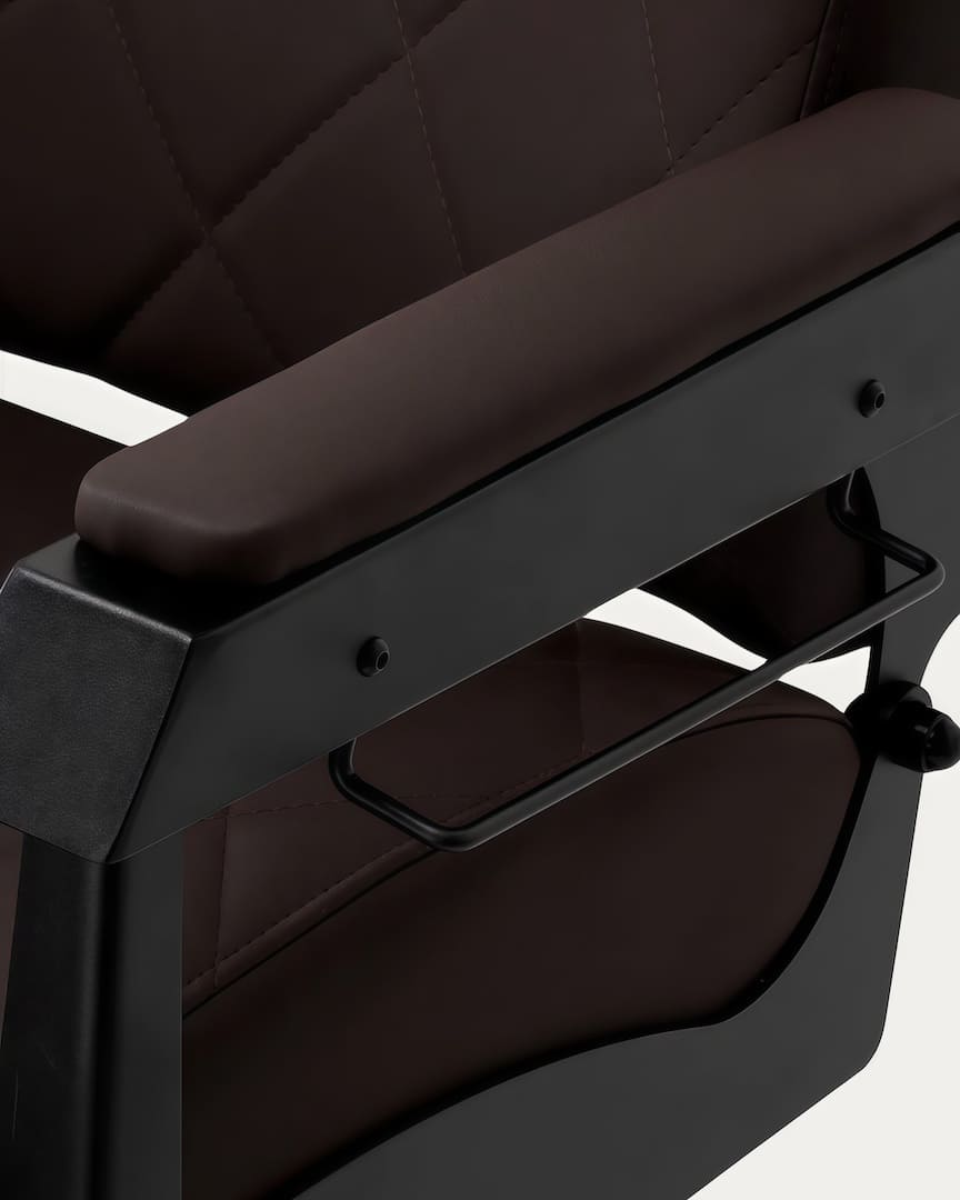 Sillón de barbero marrón moderno Bruno Gabbiano reposabrazos