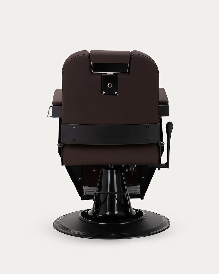 Sillón de barbero marrón moderno Bruno Gabbiano vista posterior