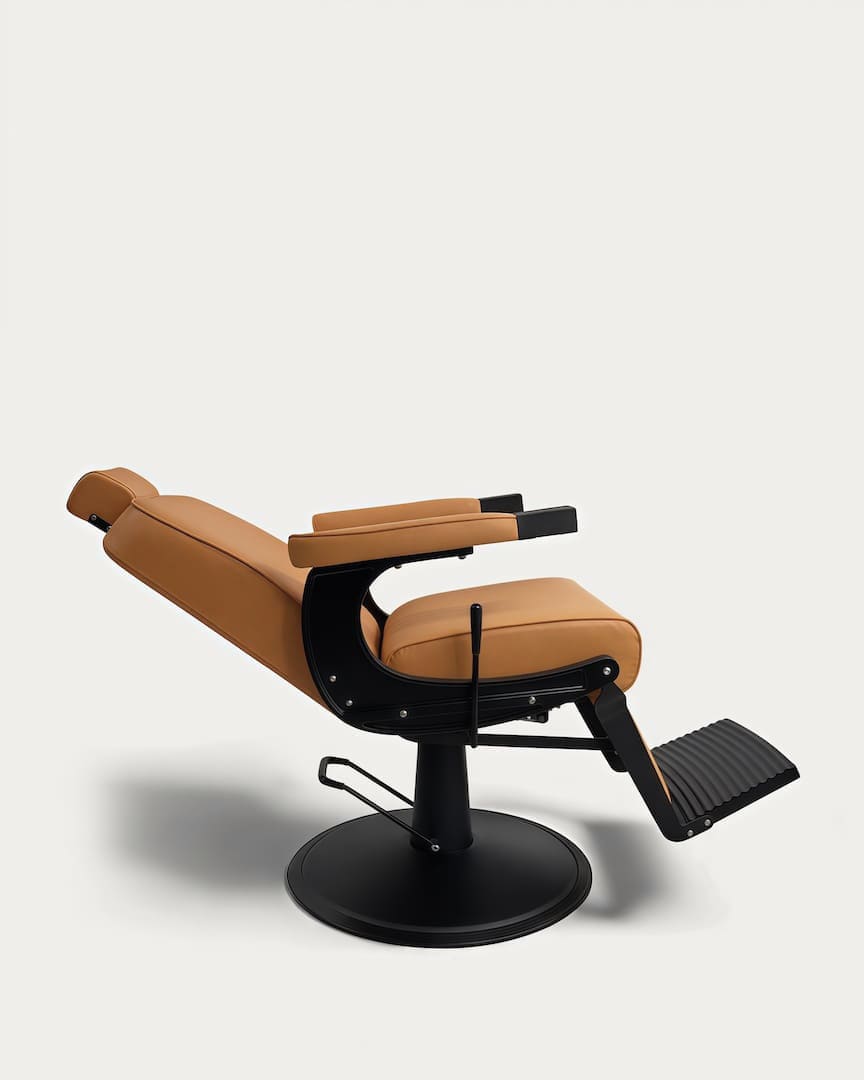 Sillón naranja barbero y base negra barato Pantera