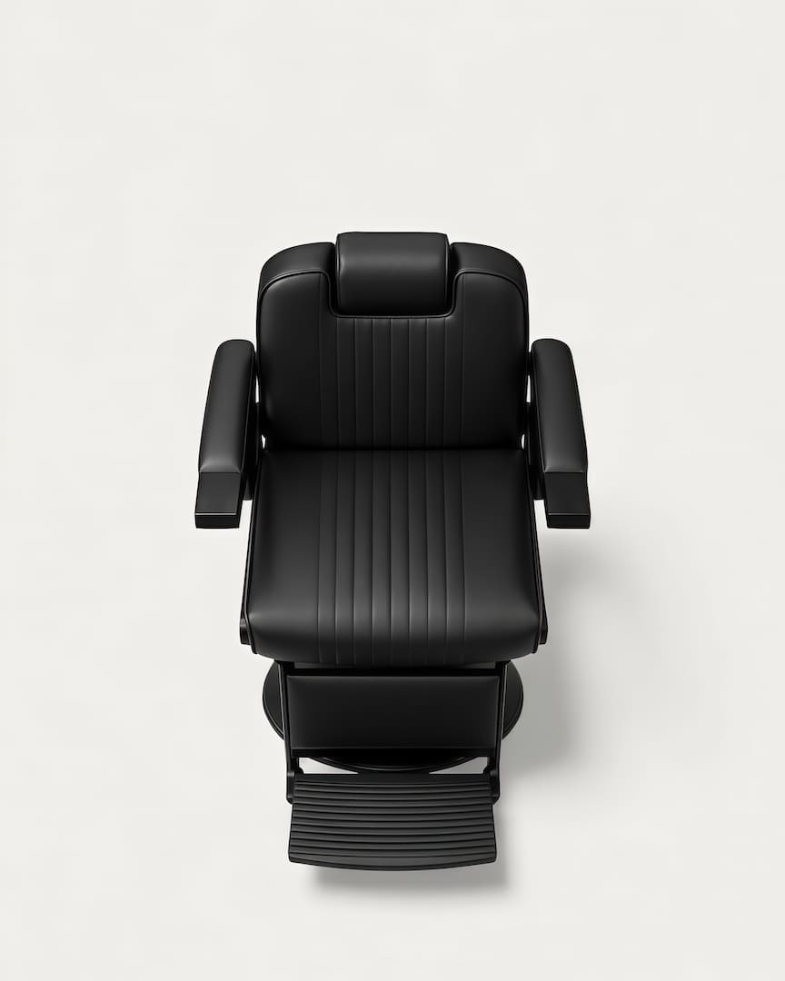 Sillón de barbero negro vintage antiguo Tara