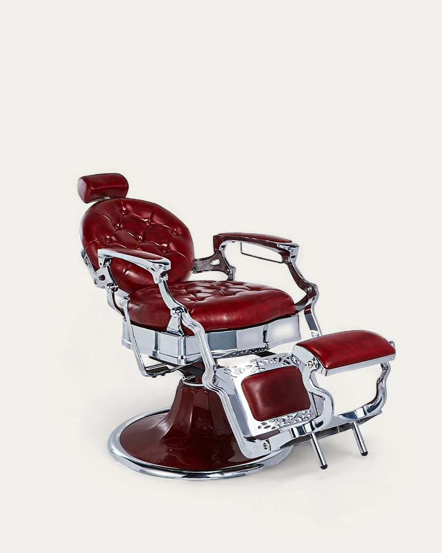 Sillón barbero rojo y cromado Kirk R de Mirplay