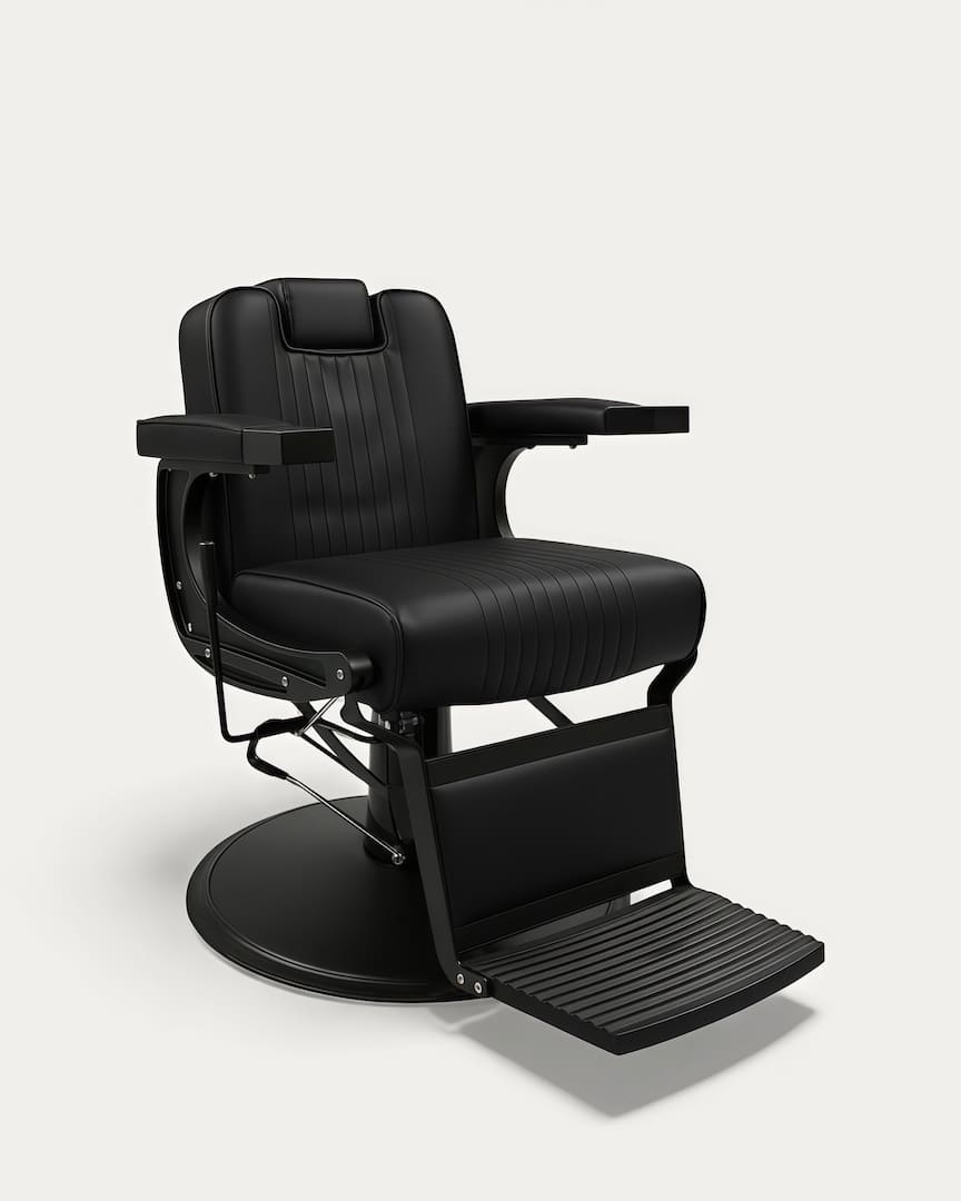 Sillón de barbero negro vintage Tara