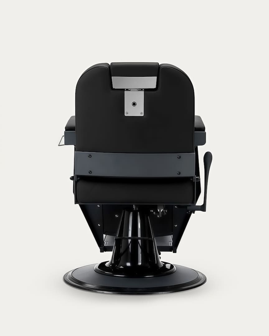 Sillón de barbería negro y gris grafito Bruno Gabbiano vista trasera