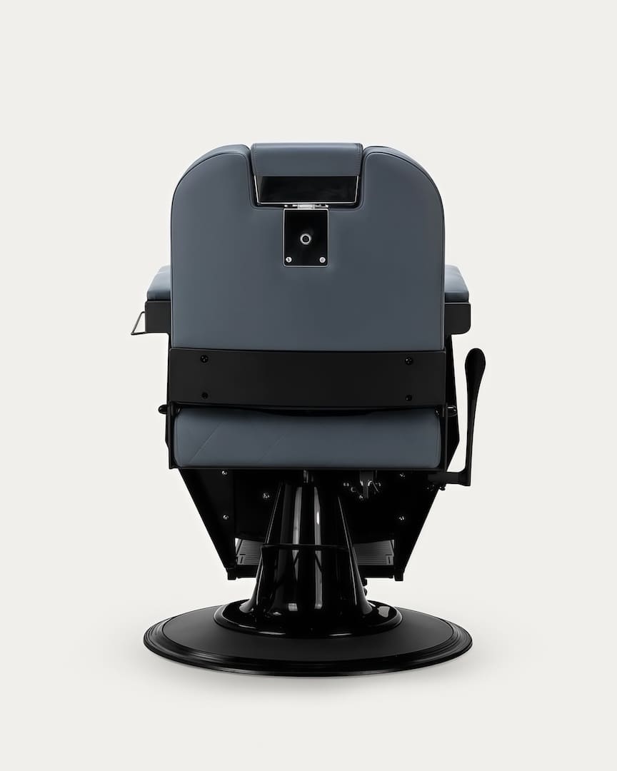 Sillón de peluquero tapicería azul base negra Bruno Gabbiano 