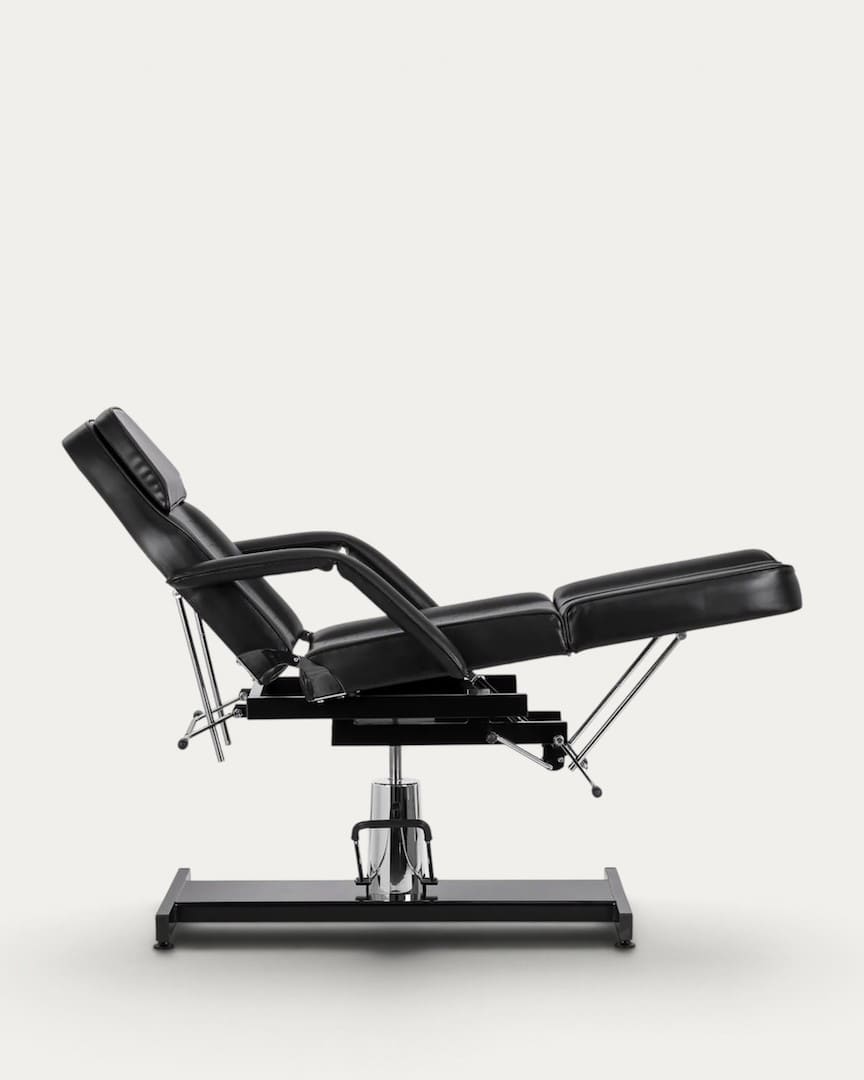 Perfil lateral del sillón hidráulico podológico Sillon 210 negro