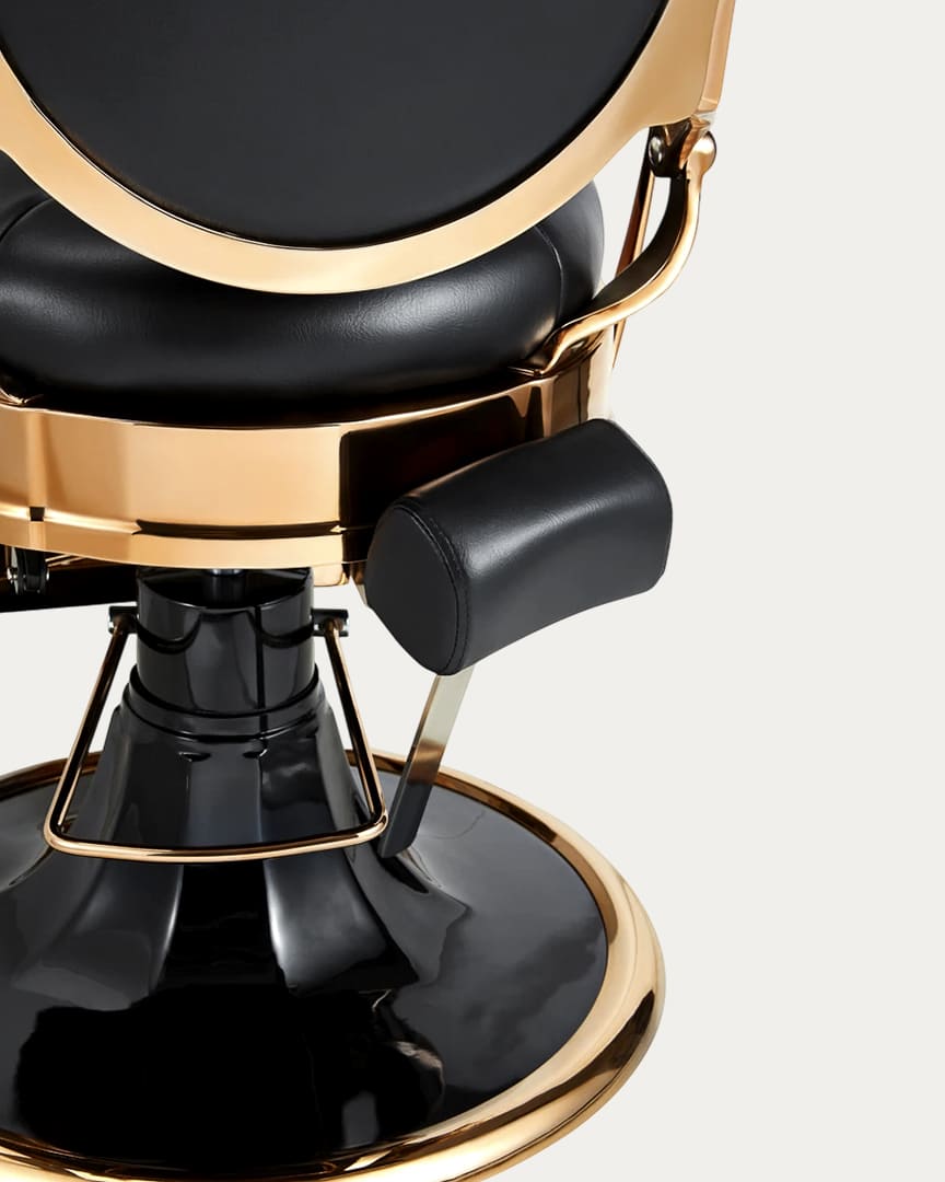 Sillón Kirk dorado para barberías de Mirplay cabezal extraíble