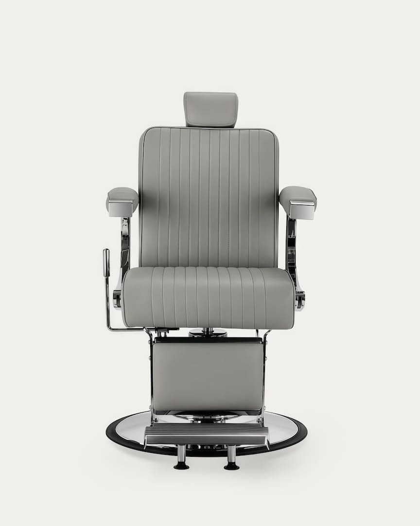 Sillón para barbero gris cromado Visionerio Gabbiano