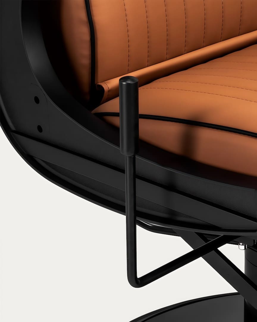 Sillón peluquero marrón claro con líneas Visionerio de Gabbiano respaldo regulable