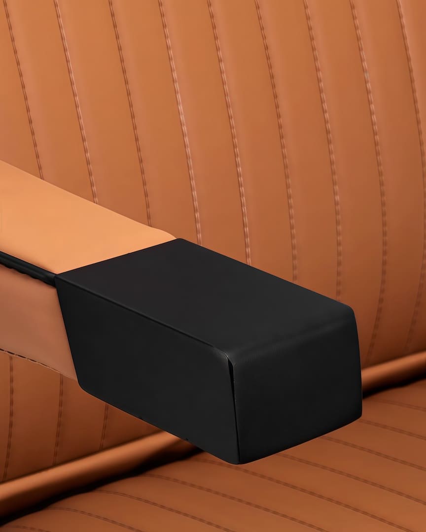 Sillón peluquero marrón claro con líneas Visionerio de Gabbiano reposabrazos