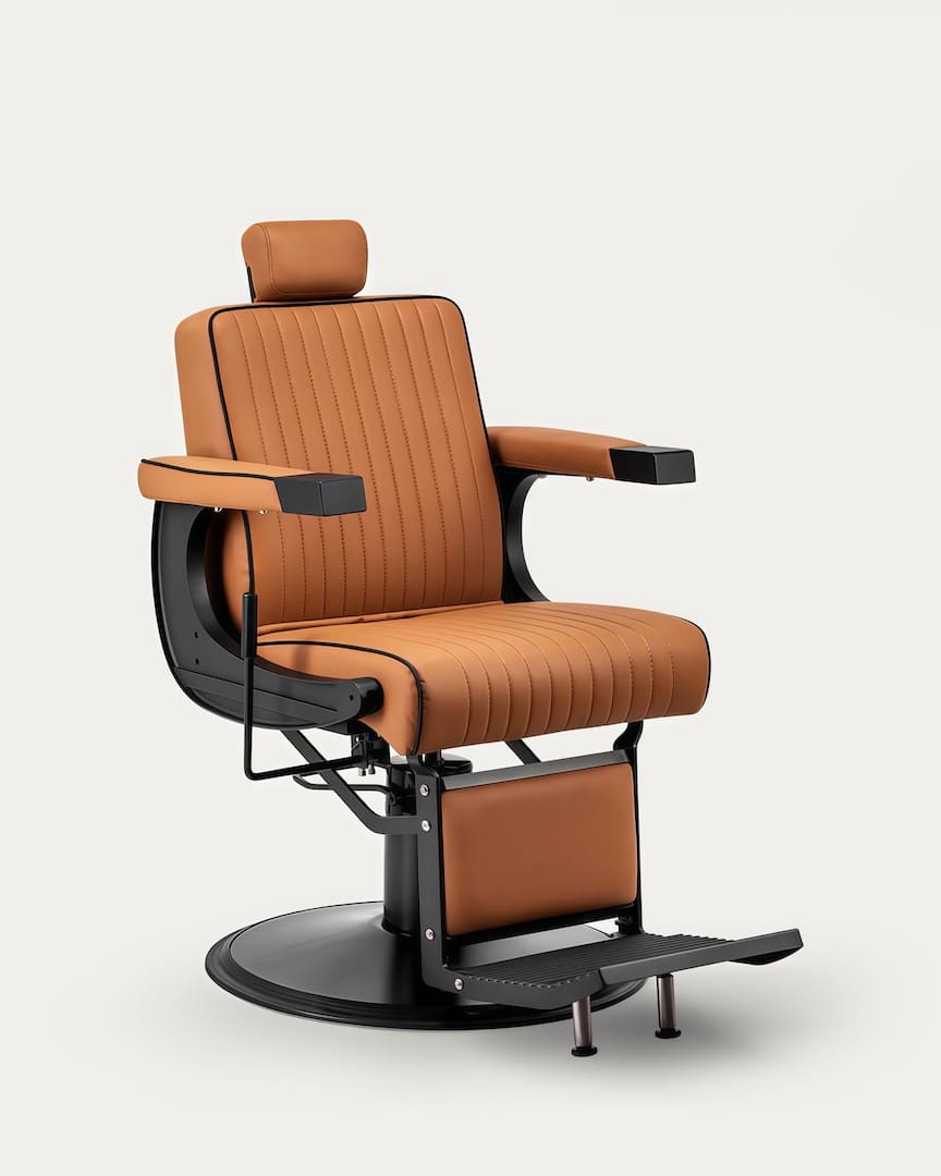 Sillón peluquero marrón claro con líneas Visionerio de Gabbiano