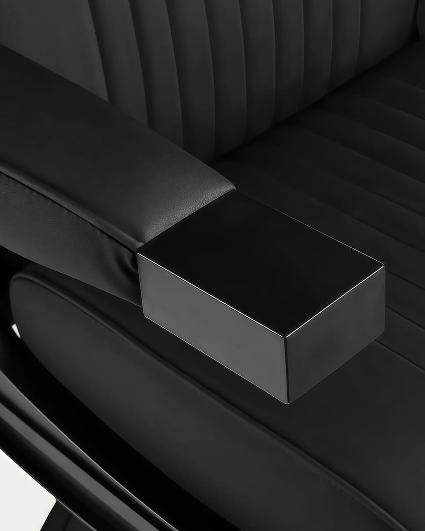 Sillón peluquero negro con líneas Visionerio Gabbiano reposabrazos