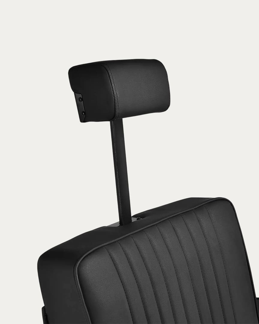 Sillón peluquero negro con líneas Visionerio Gabbiano reposacabezas extensible