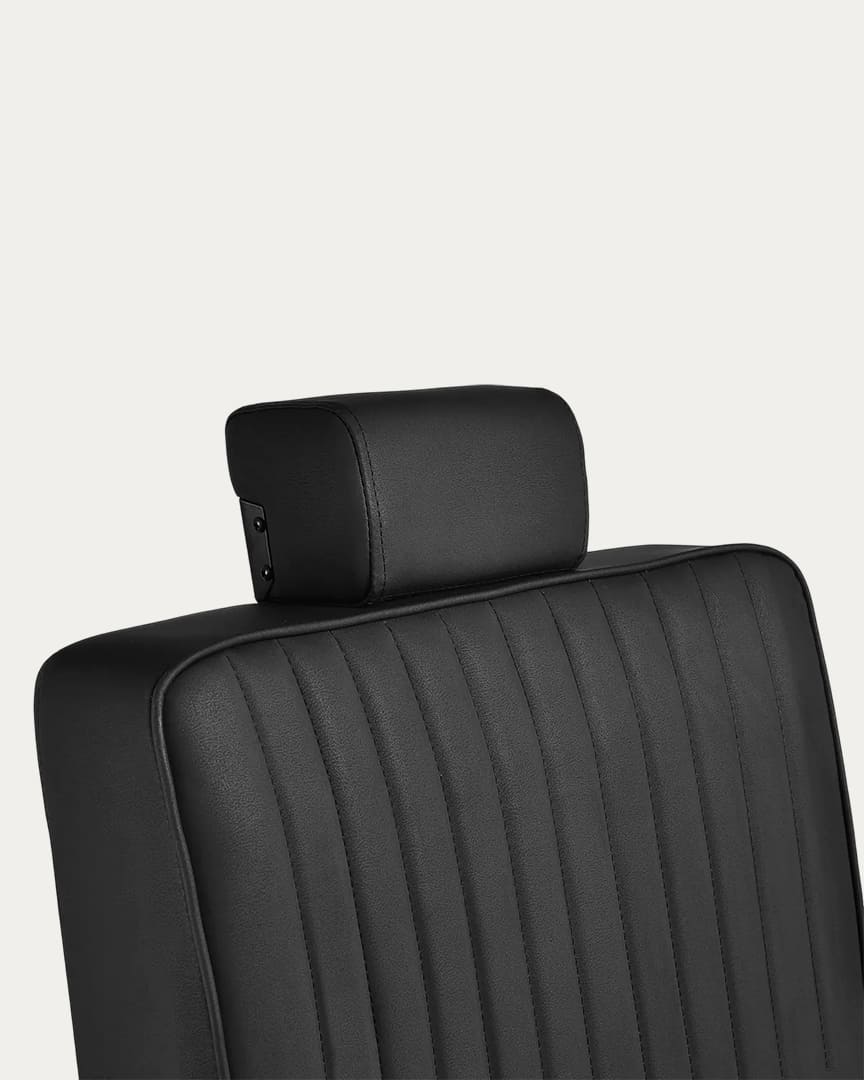 Sillón peluquero negro con líneas Visionerio Gabbiano reposacabezas