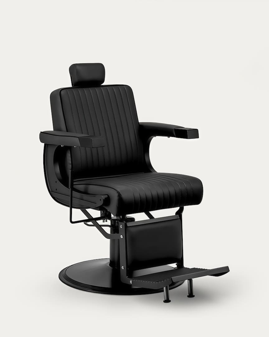 Sillón peluquero negro con líneas Visionerio Gabbiano