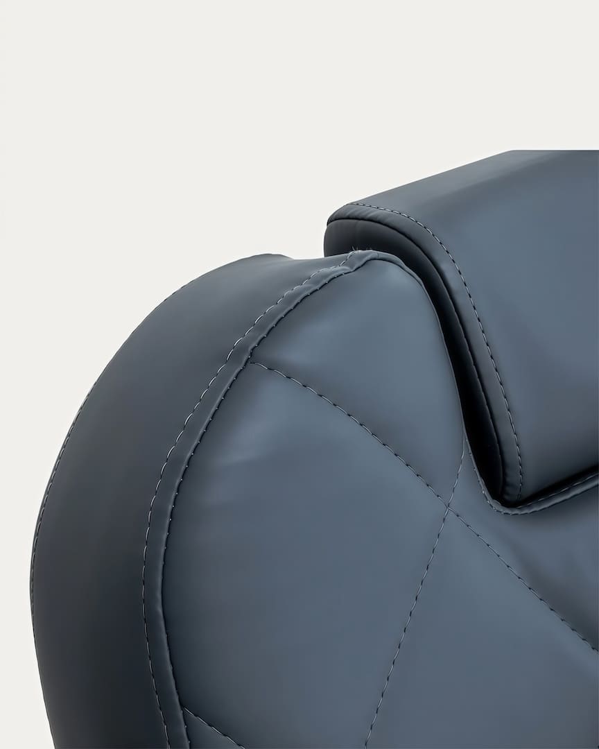 Sillón peluquero tapicería azul base negra Bruno Gabbiano  tapicería