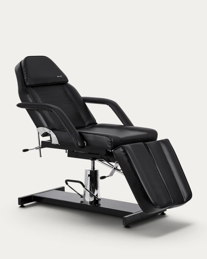 Sillón de podología hidráulico Sillon 210 negro con reposapiernas independientes