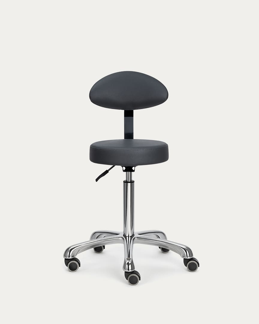 Taburete estética con respaldo gris antracita Beta Plus de Mirplay