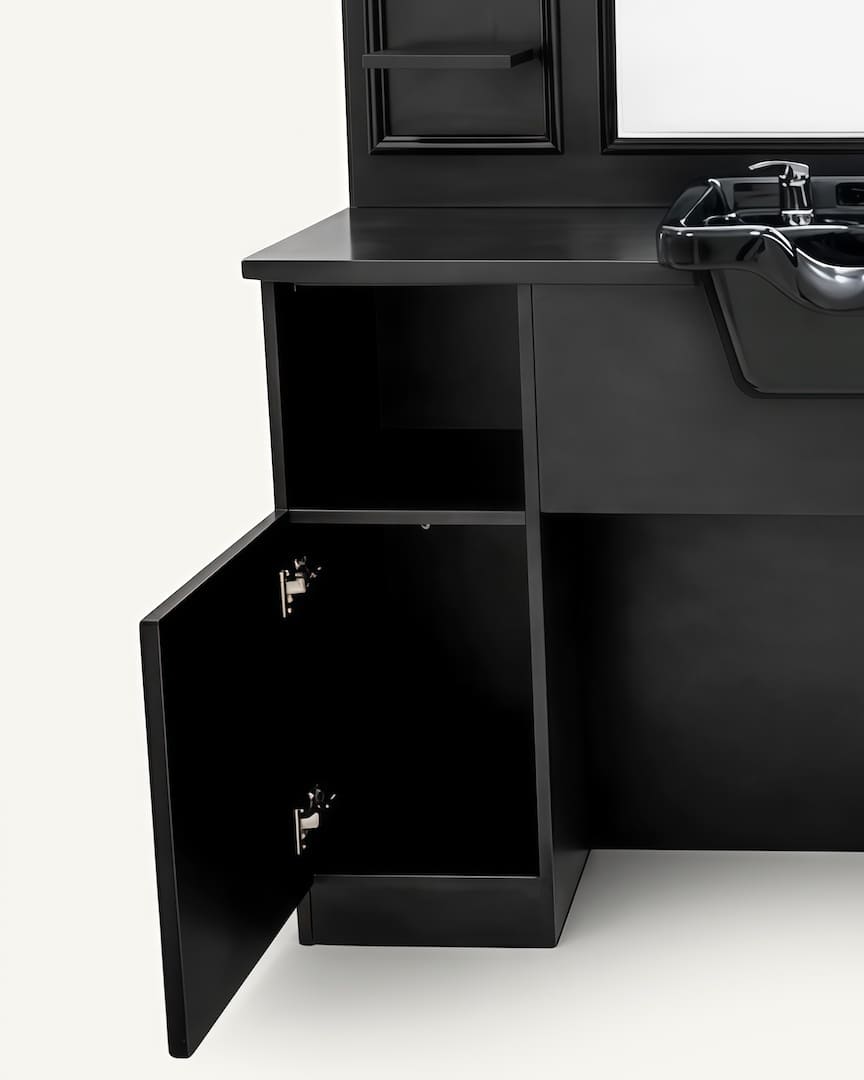 Tocador barbería con lavacabezas Bansa negro MUDI