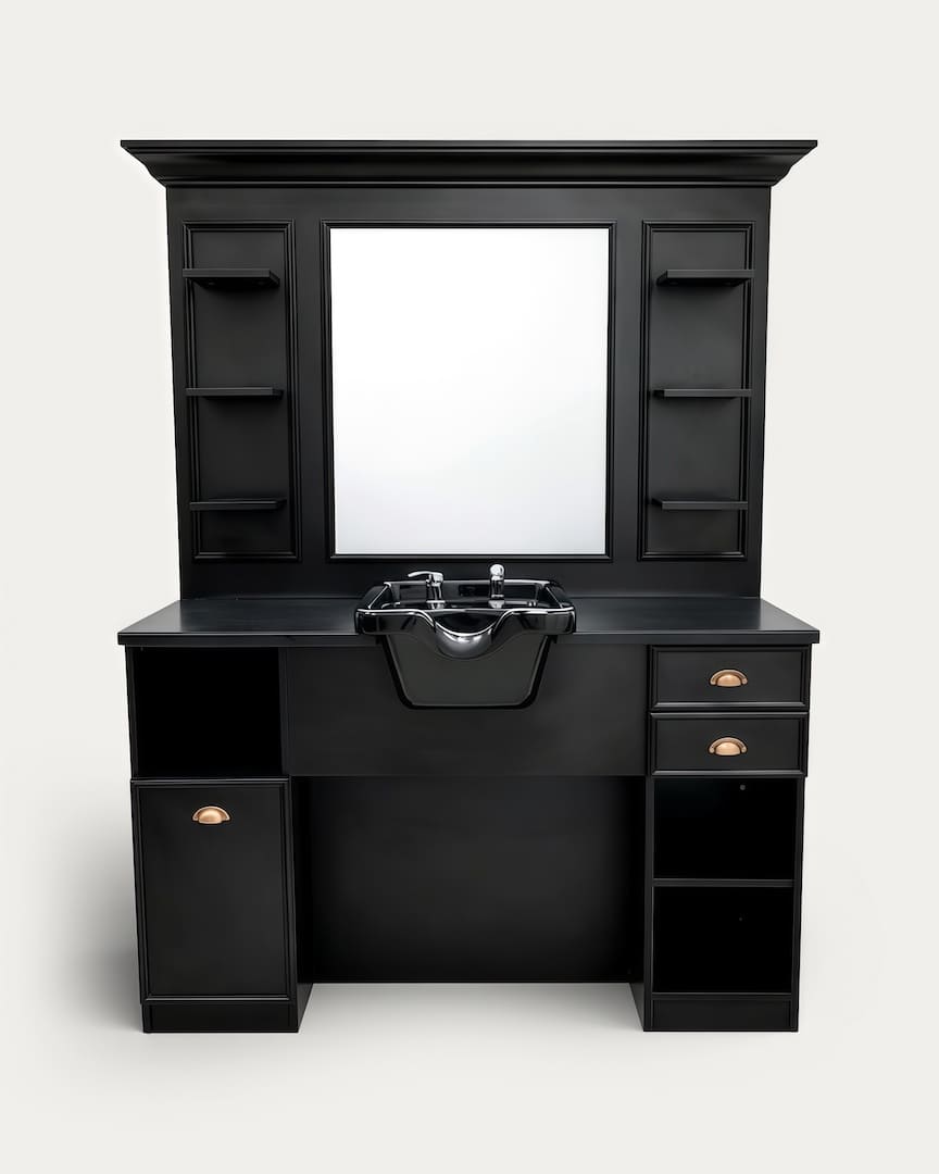 Tocador barbería con lavacabezas negro Bansa MUDI