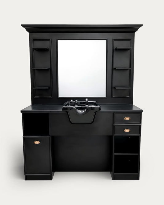 Tocador barbería con lavacabezas negro Bansa MUDI