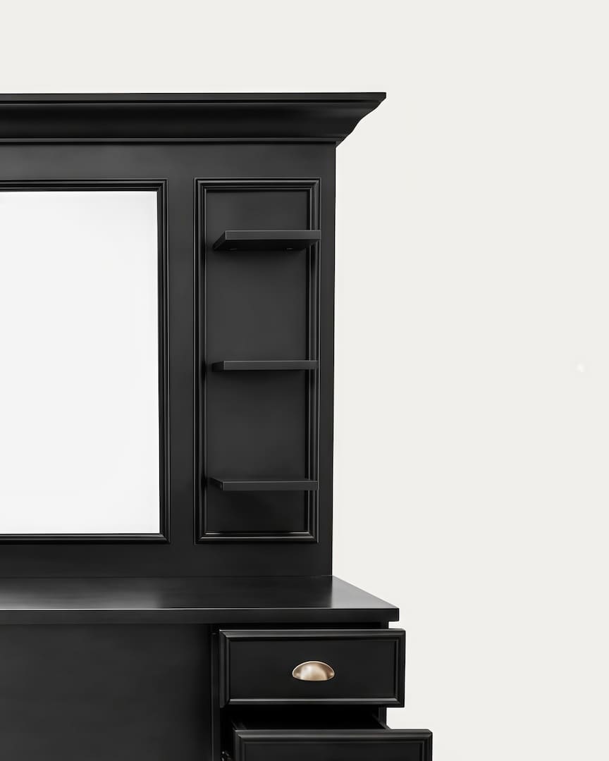 Tocador barbería negro con espejo Bansa MUDI