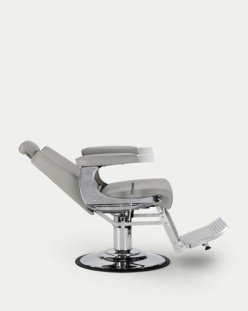 Visionerio sillón barbero gris cromado Gabbiano